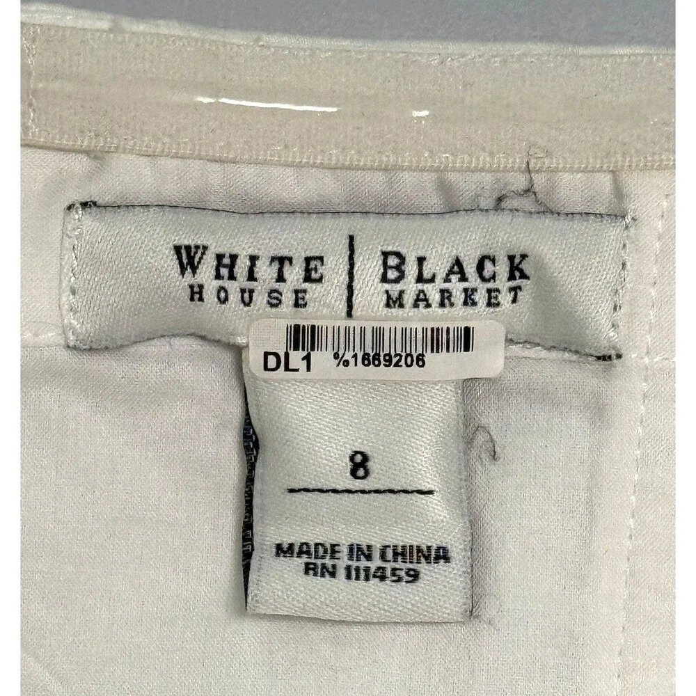 White House Black Market Structured Halter Top Sz US 8 Cotton Embroidered Lined